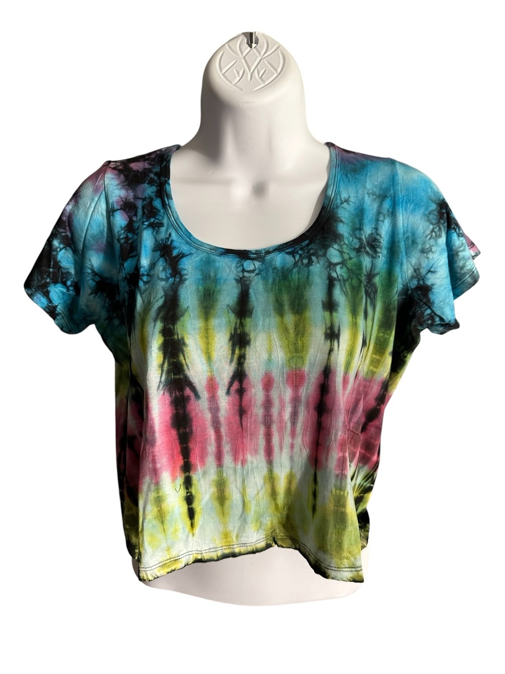 Tie-Dye Scoop Neck Crop Top - Multicolor Tye Dye. CL/GR04.